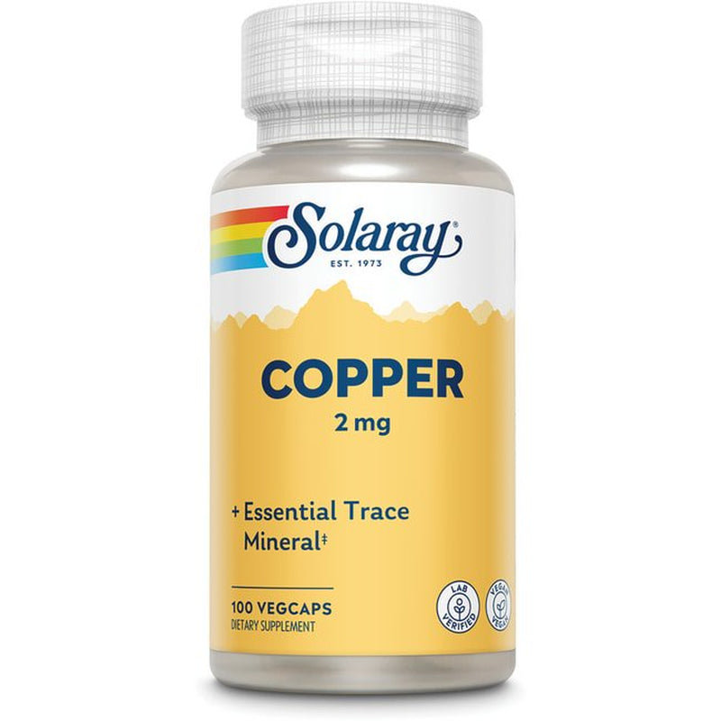 Solaray Copper 2 Mg | Healthy Red Blood Cell Formation, Immune and Nerve Function Support | Non-Gmo | 100Ct
