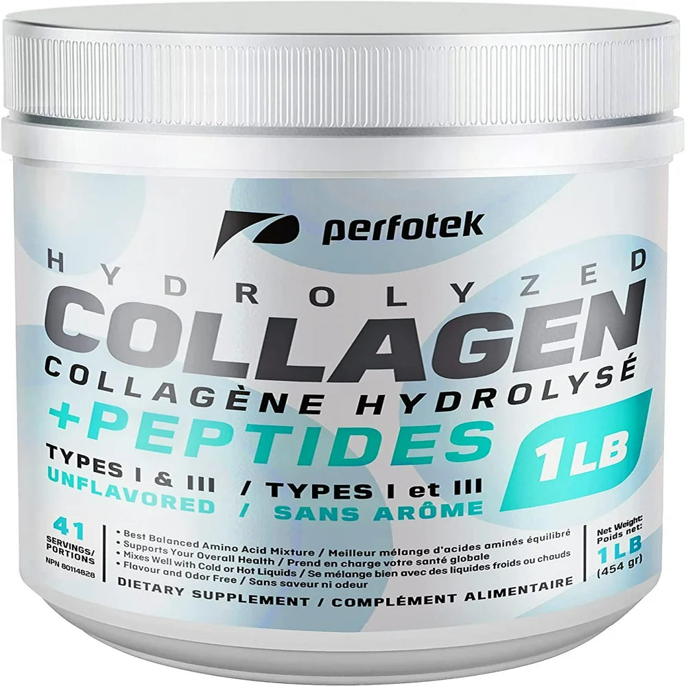 Perfotek Hydrolyzed Collagen Peptides Powder Pasture Raised Cattle Nongmo Grassfed Glutenfree Unflavored and Easy to Mix Premium Beef Protein Keto Diet 1 LB (Package May Vary)