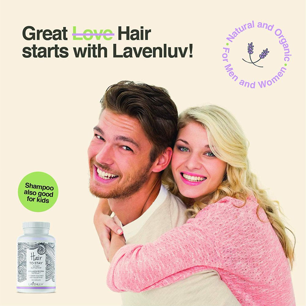 Lavenluv Hair to Stay Kosher Collagen Protein, Biotin and Vitamins Complex for Thicker, Healthier and Fuller Hair - Prevents Hair Loss, Treats Thinning, Dry and Brittle Hair - 60 Capsules