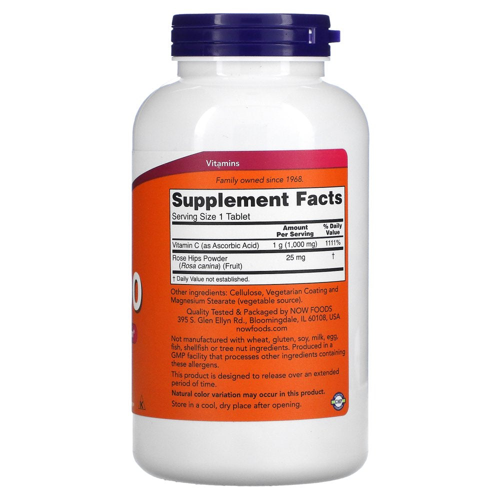 NOW Supplements, Vitamin C-1,000 with Rose Hips, Sustained Release, Antioxidant Protection, 250 Tablets