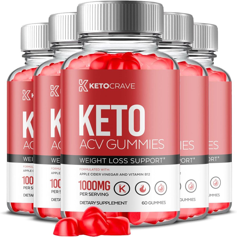 (5 Pack) Keto Crave Keto ACV Gummies - Apple Cider Vinegar Supplement for Weight Loss - Energy & Focus Boosting Dietary Supplements for Weight Management & Metabolism - Fat Burn - 300 Gummies