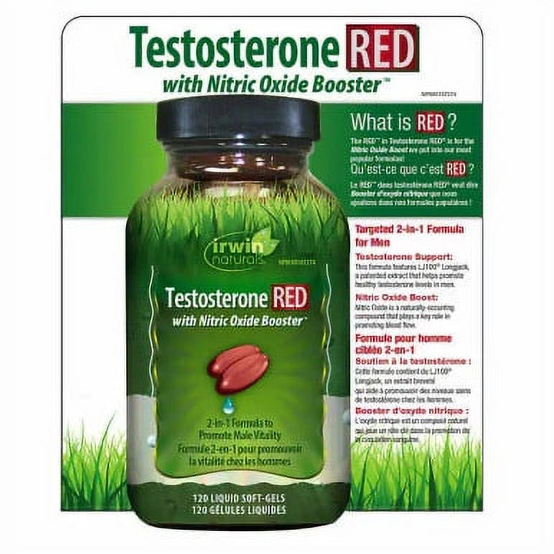 Testosterone RED with Nitric Oxide Booster 120 Soft Gels Hormone a