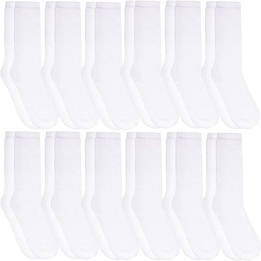 12 Pair of Yacht & Smith Diabetic Socks, Neuropathy Socks, Colored Diabetic Socks (9-11, White)