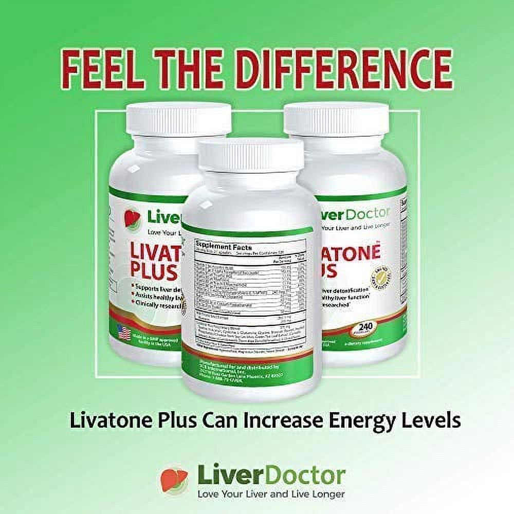 Livatone plus Liver Detox Capsules Liver Cleanse and Detox Pills with Milk Thistle and Antioxidants (240 Count)