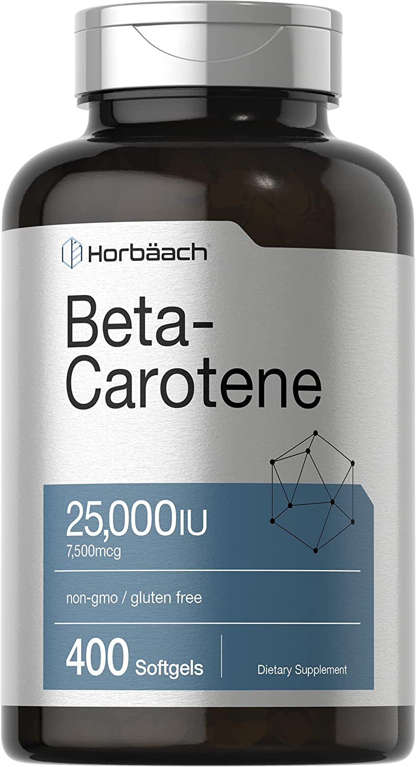 Beta Carotene 25000Iu | 7,500Mcg | 400 Softgels | by Horbaach