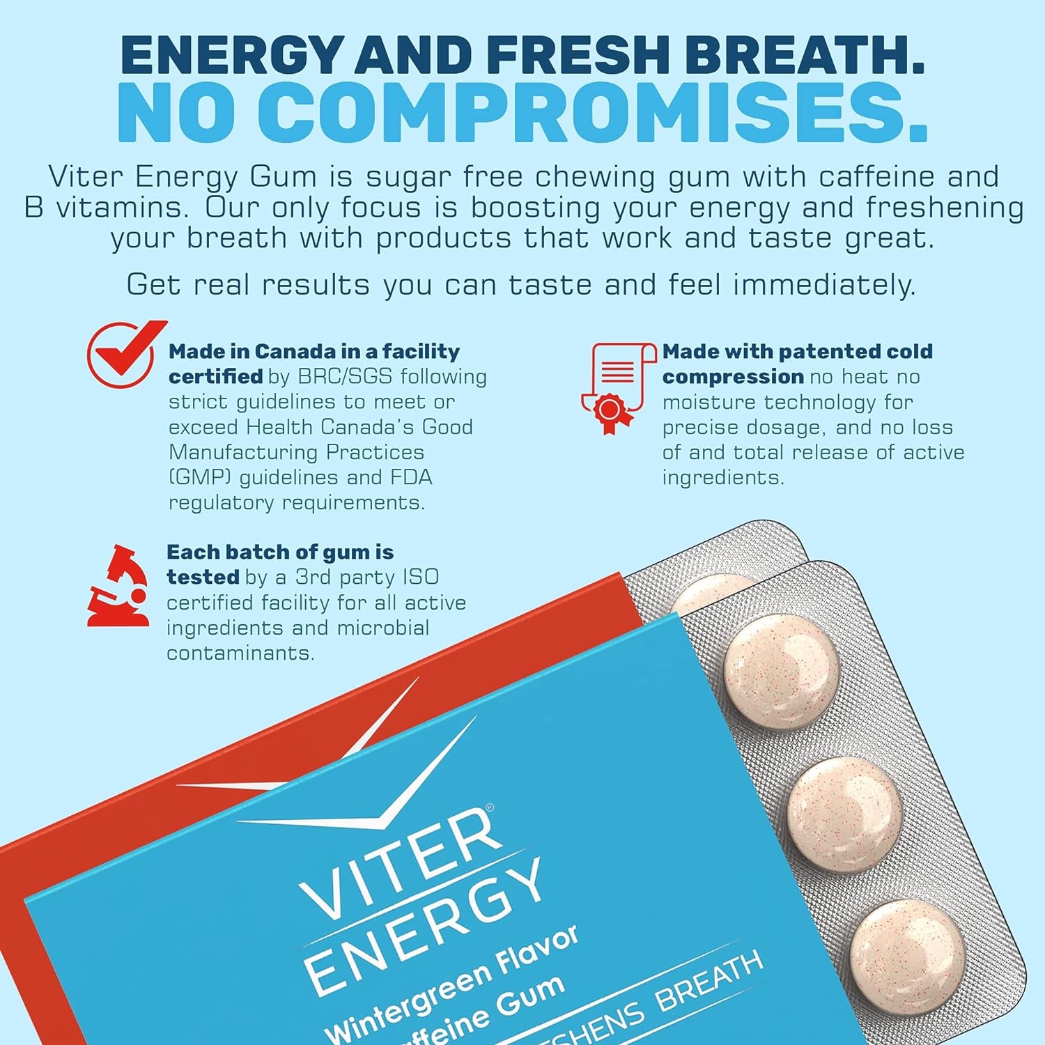 Viter Energy 60Mg Caffeine Gum and Extra Strength 80Mg Caffeine Mints Variety Packs Bundle - Caffeine, B Vitamins, Sugar Free, Vegan, Powerful Energy Booster for Focus and Alertness