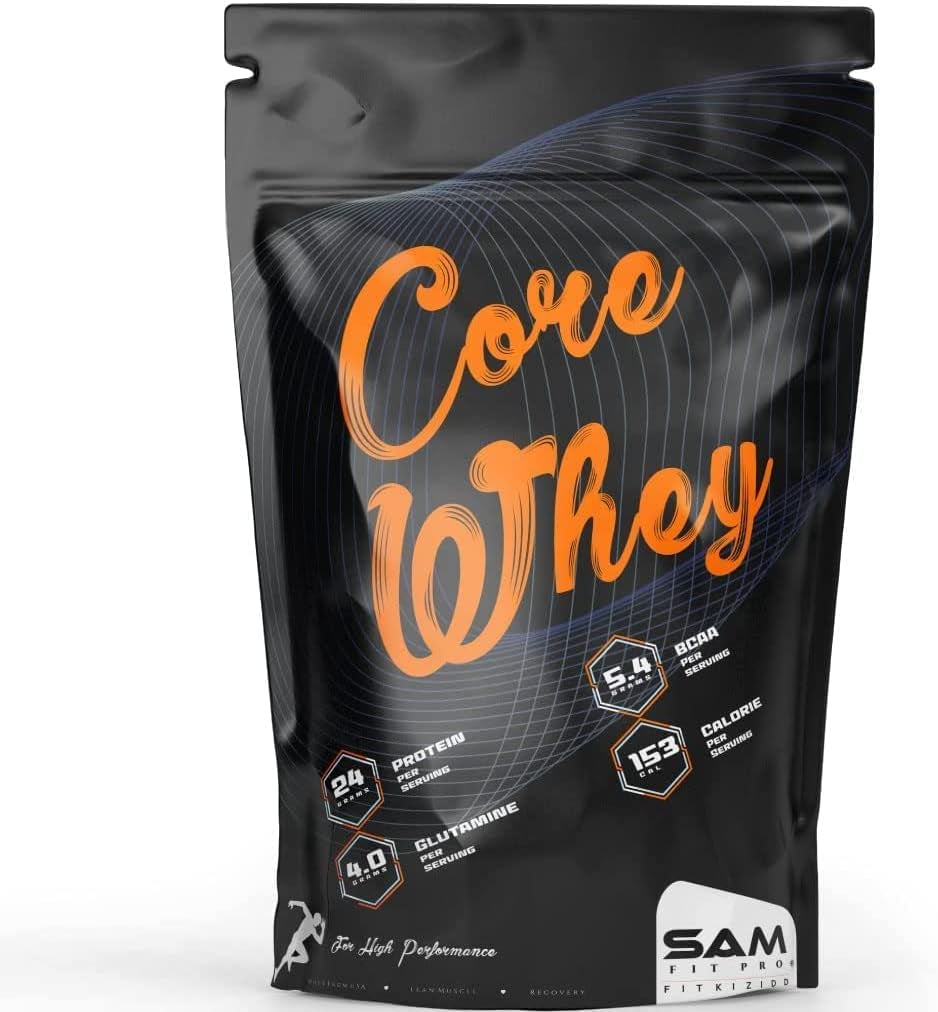 CROW Samfit Pro Core Whey | Unflavoured | 24G Protein per Serving | 5.4G BCAA | 4G Glutamine | 1 Kg 2.2 Lbs || 0G Trans Fat | for Muscle Support & Recovery