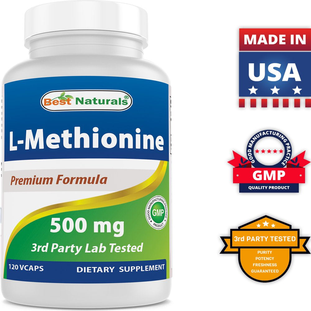 3 Pack Best Naturals L-Methionine 500 Mg 120 Vegetarian Capsules | Liver Health Support