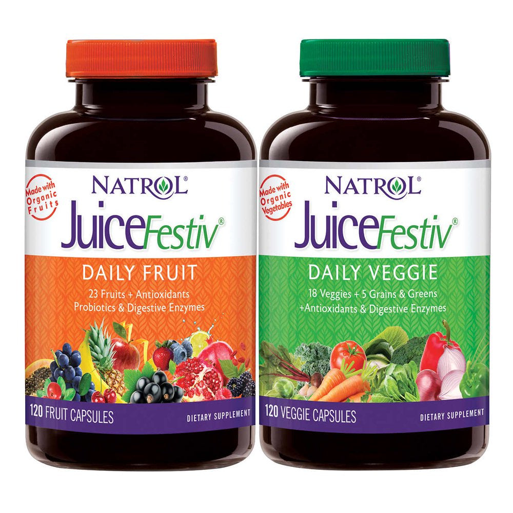 Natrol Juicefestiv Daily Fruit & Veggie, 240 Capsules (140 Each Bottle)