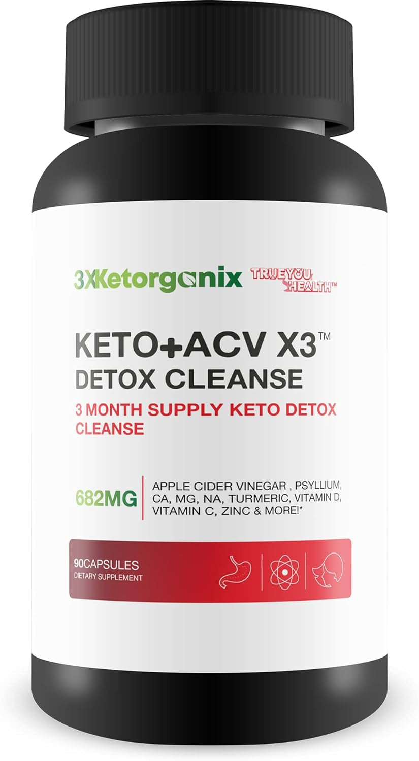 3X Ketorganix Keto+Acv 3X Detox Cleanse - 3 Month Supply Keto Detox Cleanse - Natural Detox Support with Full Body Cleanse - Promote Immune Health - Help Reduce Oxidative Stress & Bloating