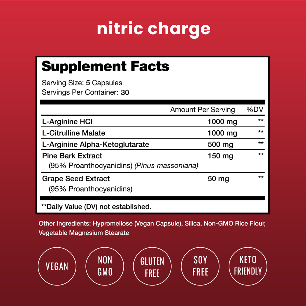 Nutrachamps Nitric Oxide Supplement | L-Arginine, L Citrulline Malate, AAKG, Pine Bark, Grape Seed Extract | Extra Strength Nitric Oxide Booster | Nitric Oxide Pills for Men & Women | 150 Capsules