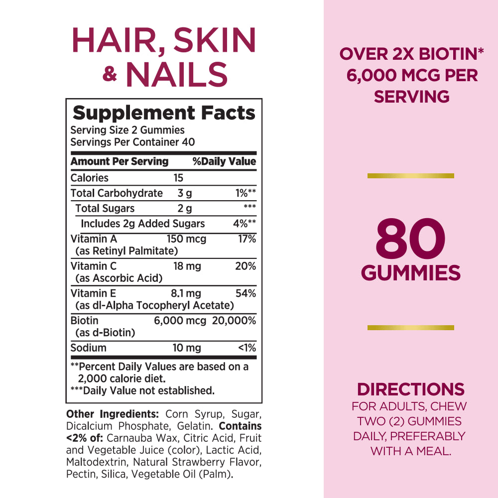 Nature'S Bounty Advanced, Hair Skin and Nails Vitamins with Biotin, Gummies, 80 Ct