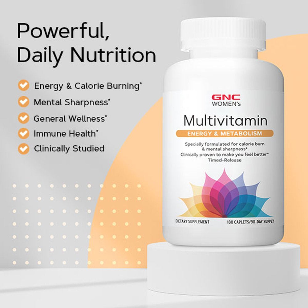 GNC Women'S Multivitamin - Energy & Metabolism | Supports Increased Energy, Performance, Metabolism & Cardiovascular Health | Daily Vitamin Supplement |180 Caplets