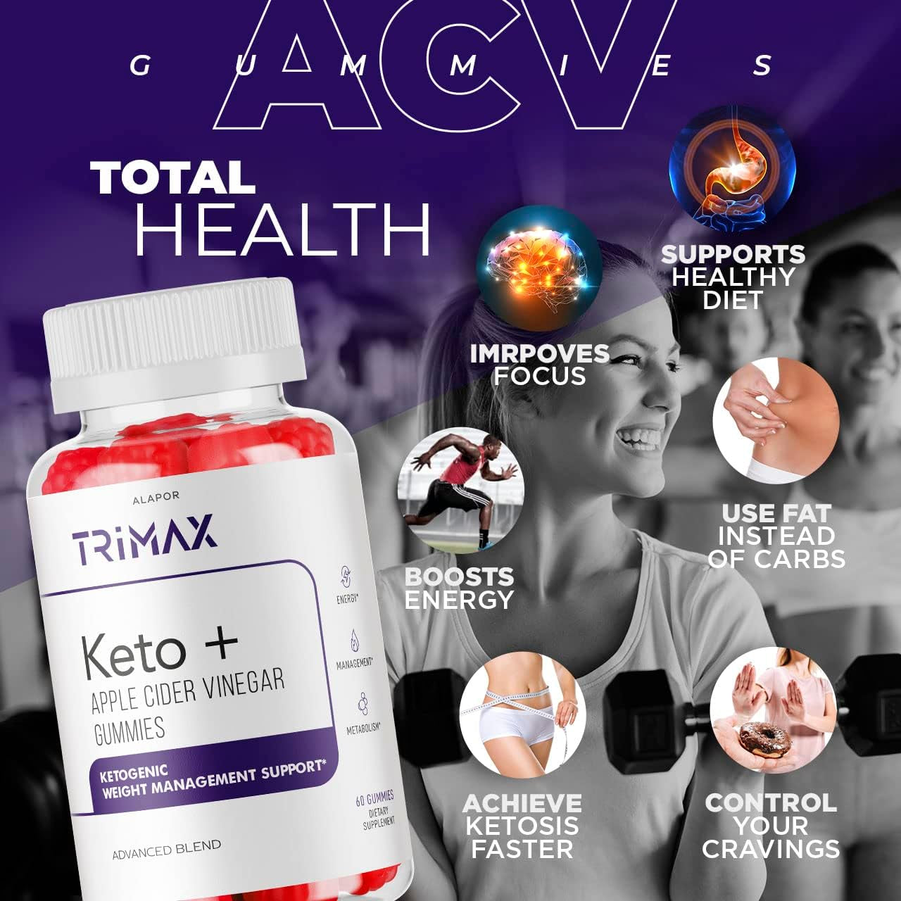 Trimax Keto ACV Gummies - New Advance Formula Apple Cider Vinegar Tri Max Gummys, Advanced Trimaxgummies Luxe Keto plus for Health, Trimaxx Gummy S for 30 Days Supply