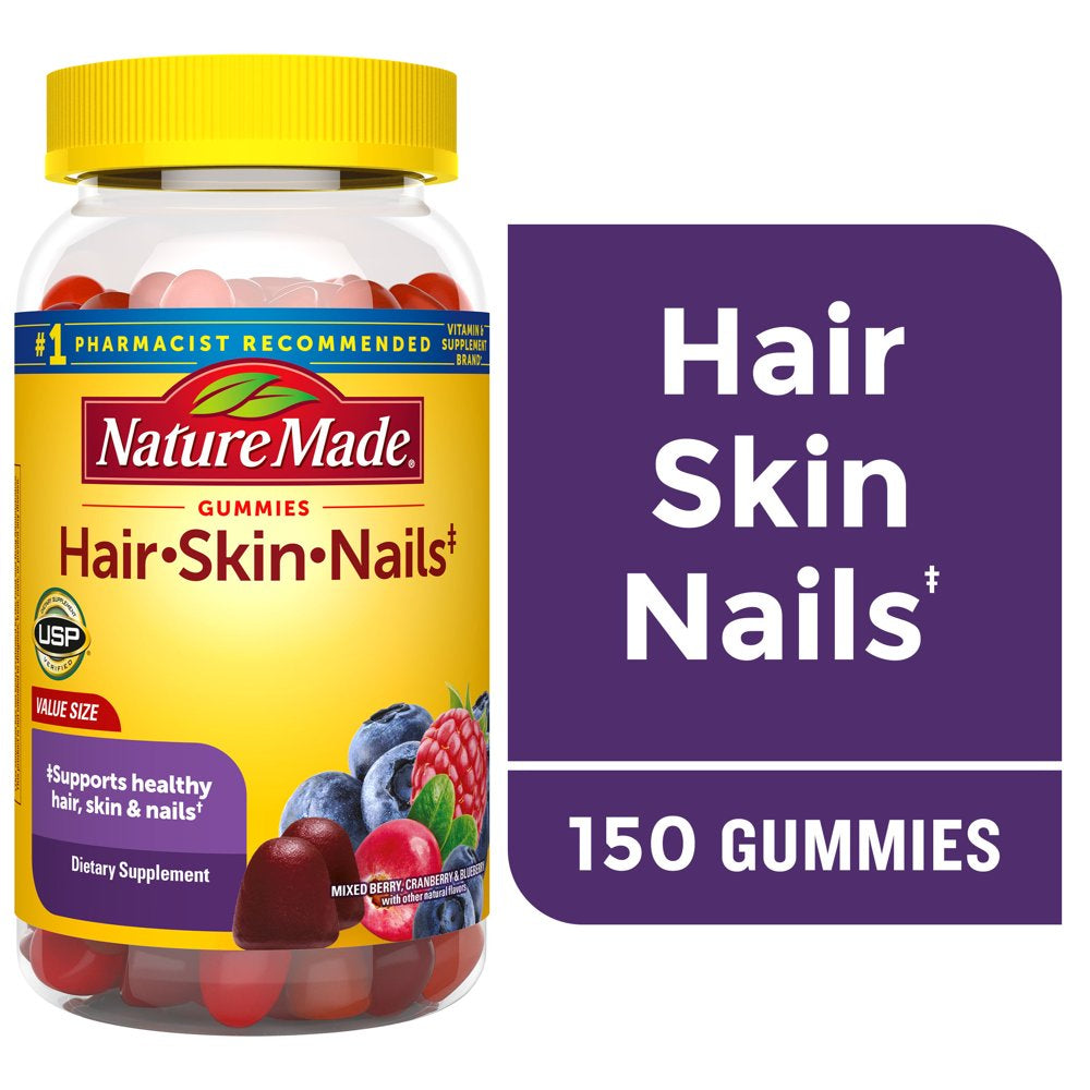 Nature Made Hair Skin and Nails with Biotin 2500 Mcg Gummies, Dietary Supplement, 150 Count