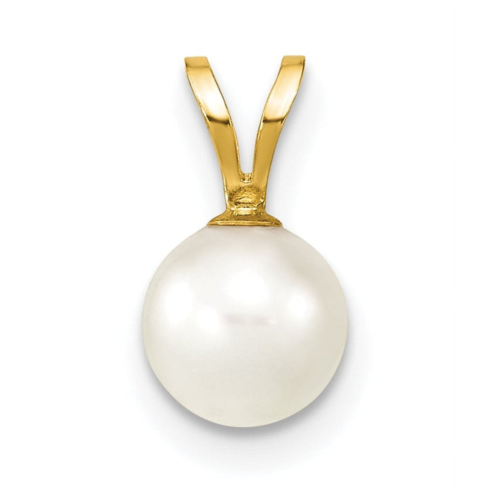 14K Gold 6-7Mm White Saltwater Akoya Cultured Pearl Pendant XF487