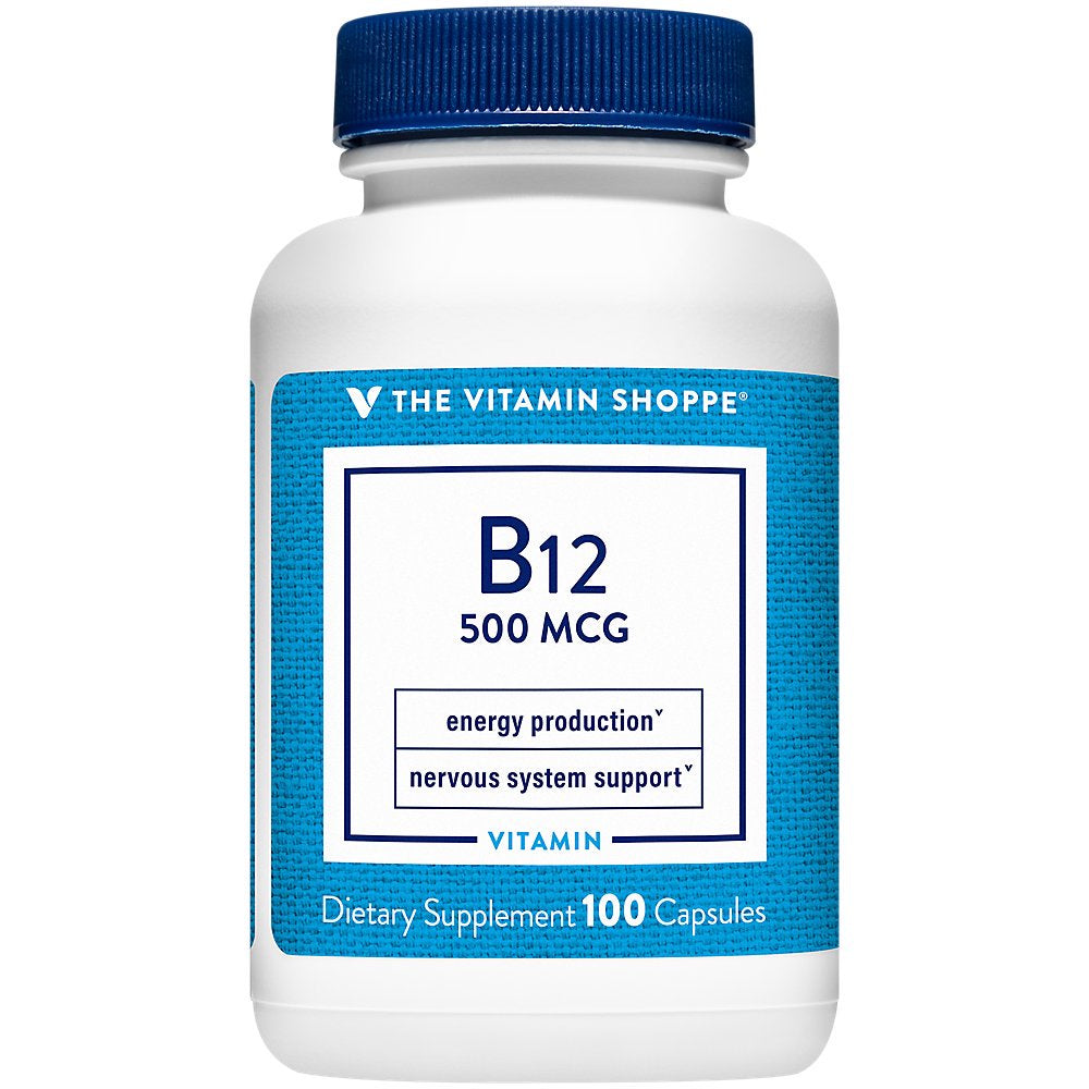 Vitamin B12 500Mcg - Supports Energy Production, Once Daily Dietary Supplement - Vitamin B-12 (As Cyanocobalamin), Gluten & Dairy Free (100 Capsules) by the Vitamin Shoppe