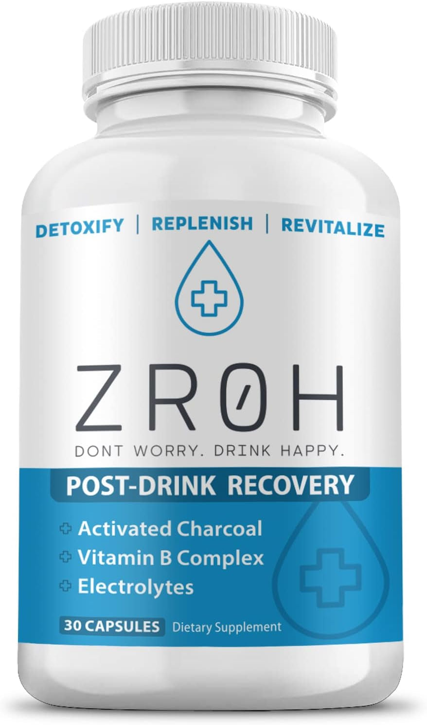 ZR0H - Post-Drink Recovery (30Ct) - Detoxify, Revitalize, & Replenish - Activated Charcoal, Vitamin B Complex, Electrolytes