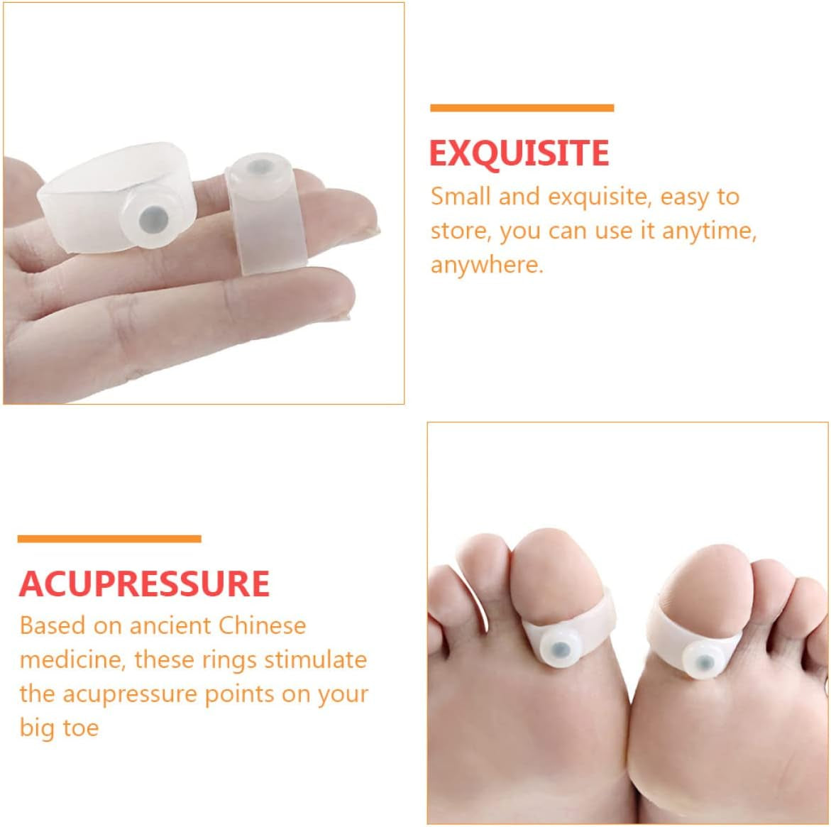 8 Pairs Toe Ring Foot Care Rings Magnetic Silicone Foot Rings Foot Supplies Foot Care Tool Foot Rings Slimming Foot Rings Birthday Present Pu White