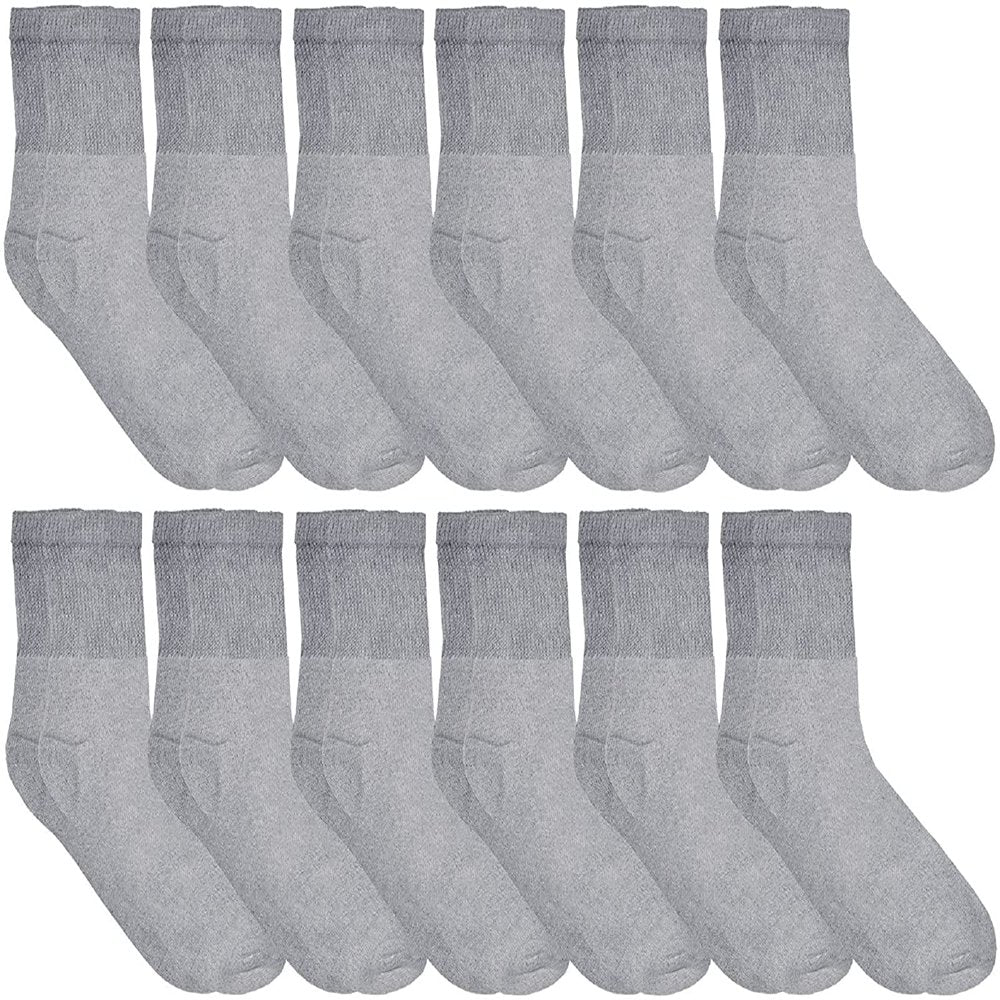 12 Pairs of Yacht & Smith Mens Diabetic Ankle Socks, Low Cut Athletic Sport Sock (Gray)