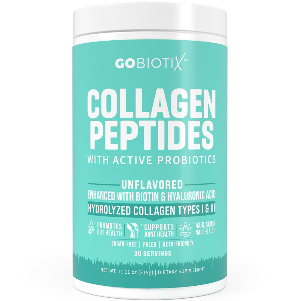 Collagen Peptides Powder + Active Probiotics by Gobiotix | Non-Gmo | Unflavored