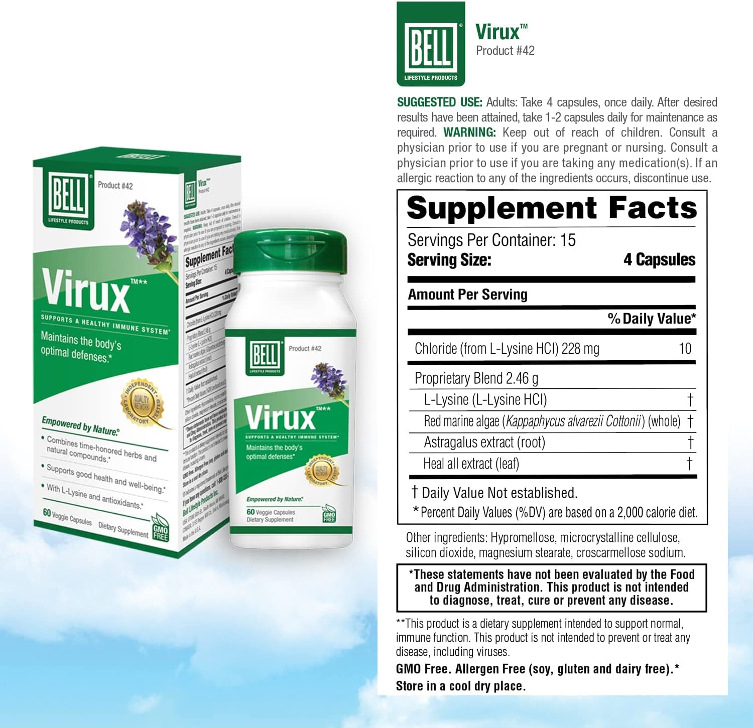 Bell Bundle - Virux L Lysine & Stem Cell Supplements - 25 Years around the World, Sold Directly by the Manufacturer