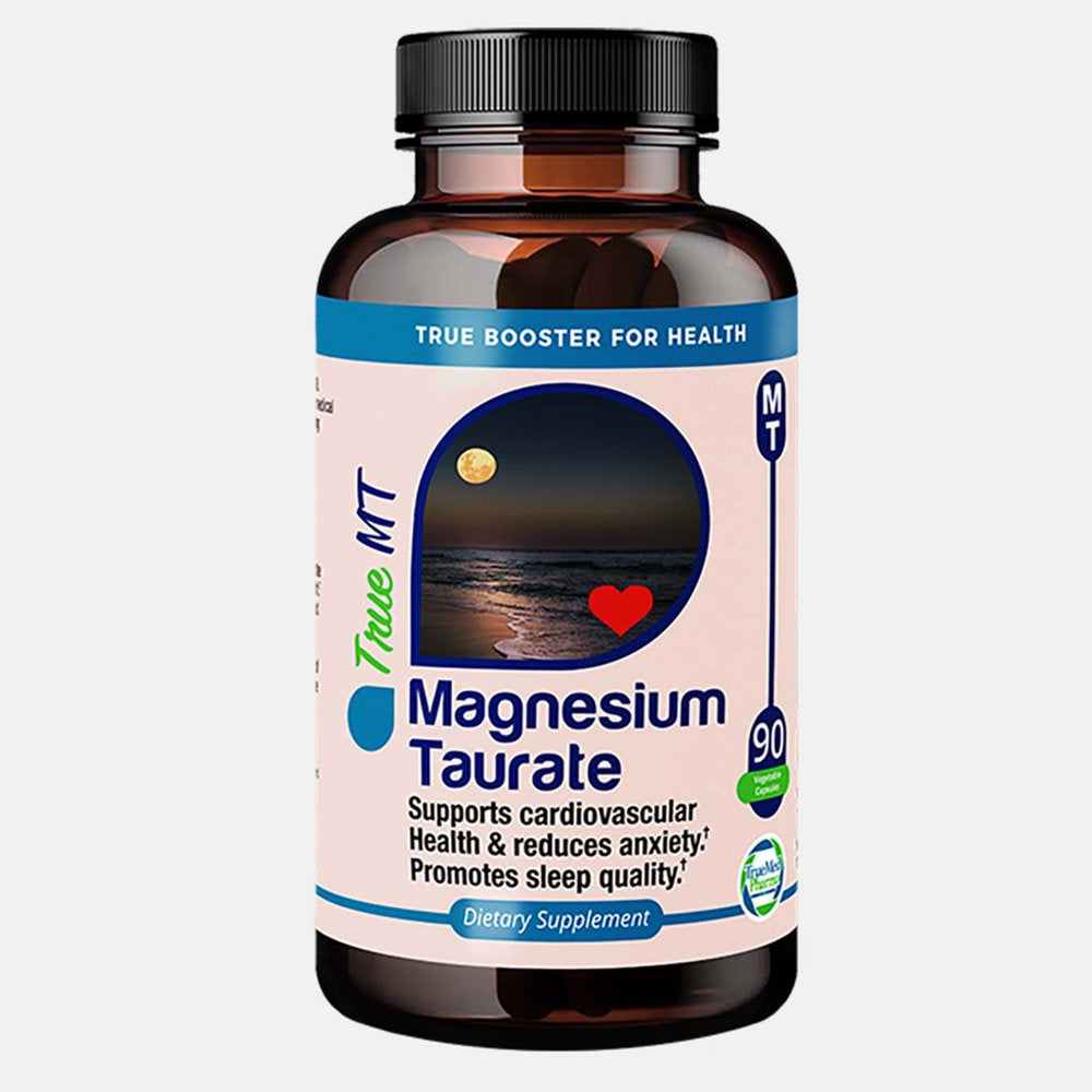 Truemed Magnesium Taurate Supports Cardiovascular Health and Reduces Anxiety Promotes Sleep Quality Supplement 1500 Mg 90 Capsules