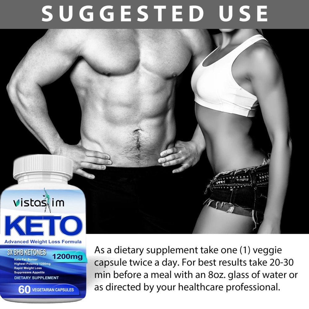 Vistaslim KETO BHB 1200Mg Pure Ketone 180 Pills Weight Loss Supplements Ketone & Ketogenic Diet (3 Pack)