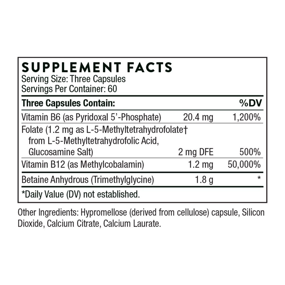 Thorne Methyl-Guard, Methylation Support Supplement with Folate and Vitamin B12, 180 Capsules