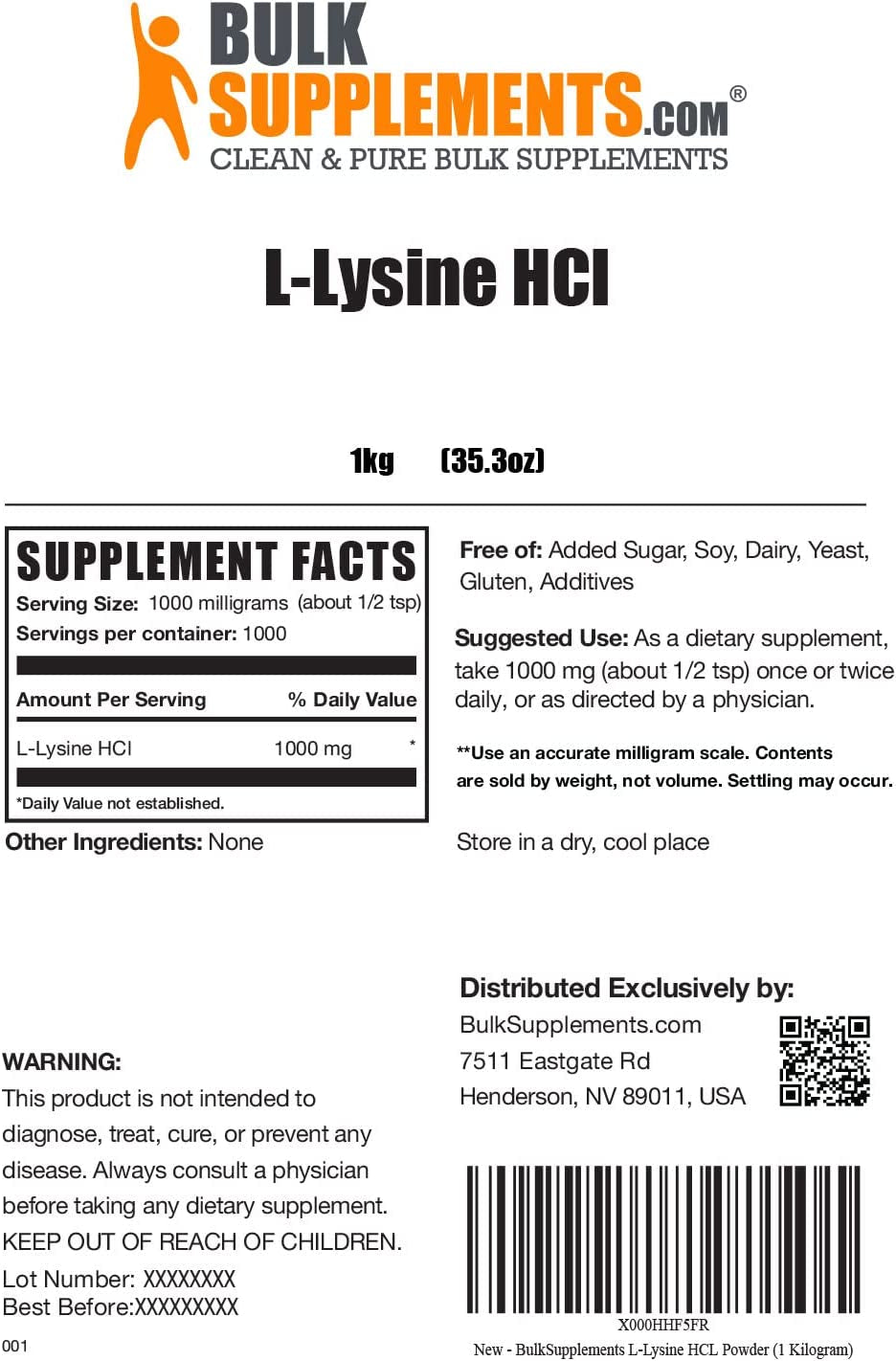 BULKSUPPLEMENTS.COM L-Lysine Powder (L-Lysine HCL) 1KG, with L-Proline Powder 1KG, L-Glutamine Powder 1KG, & Glycine Powder 1KG Bundle