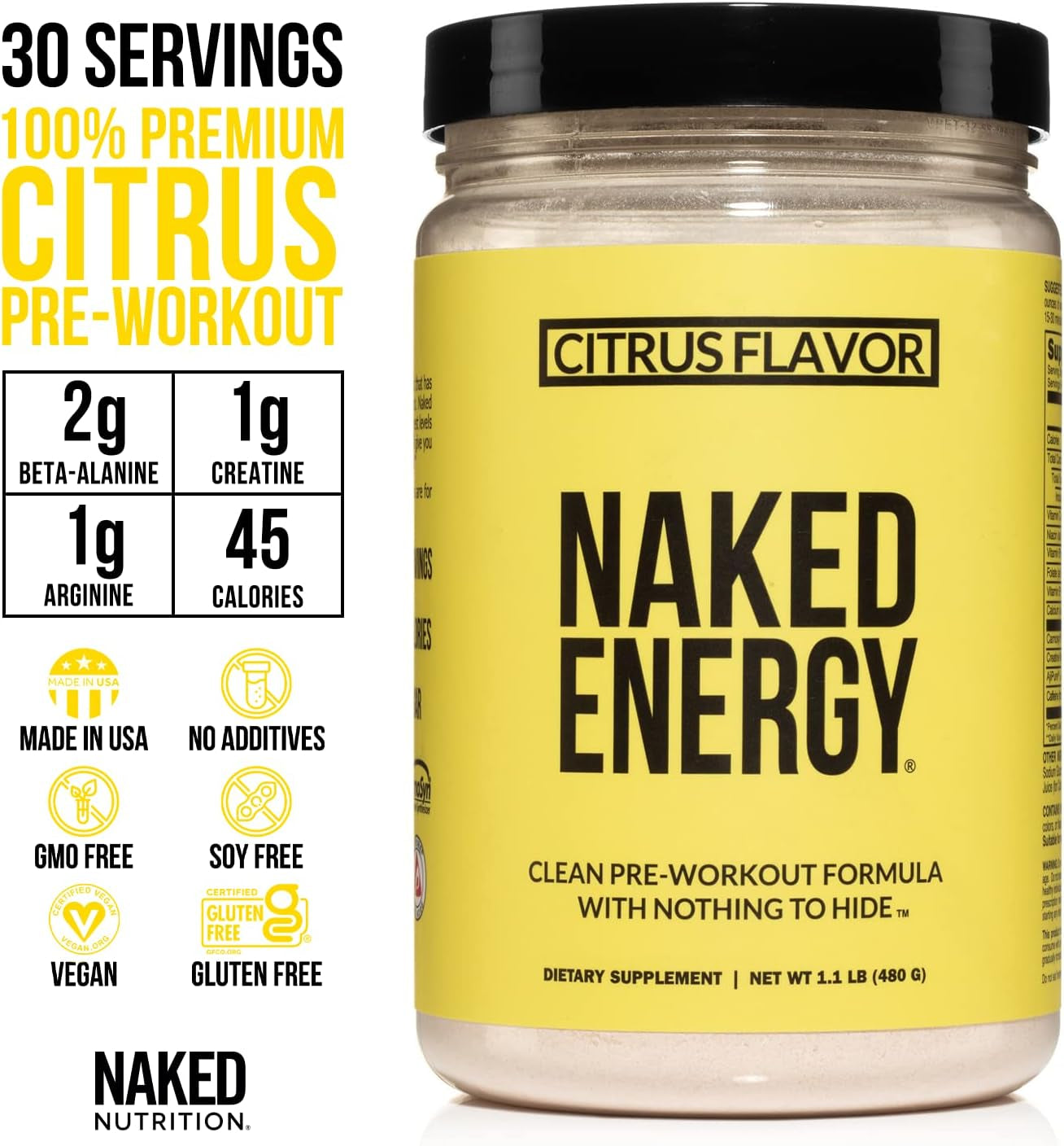 Vegan Energy and Performance Bundle: Naked Citrus Energy and Naked BCAAS Amino Acids Powder