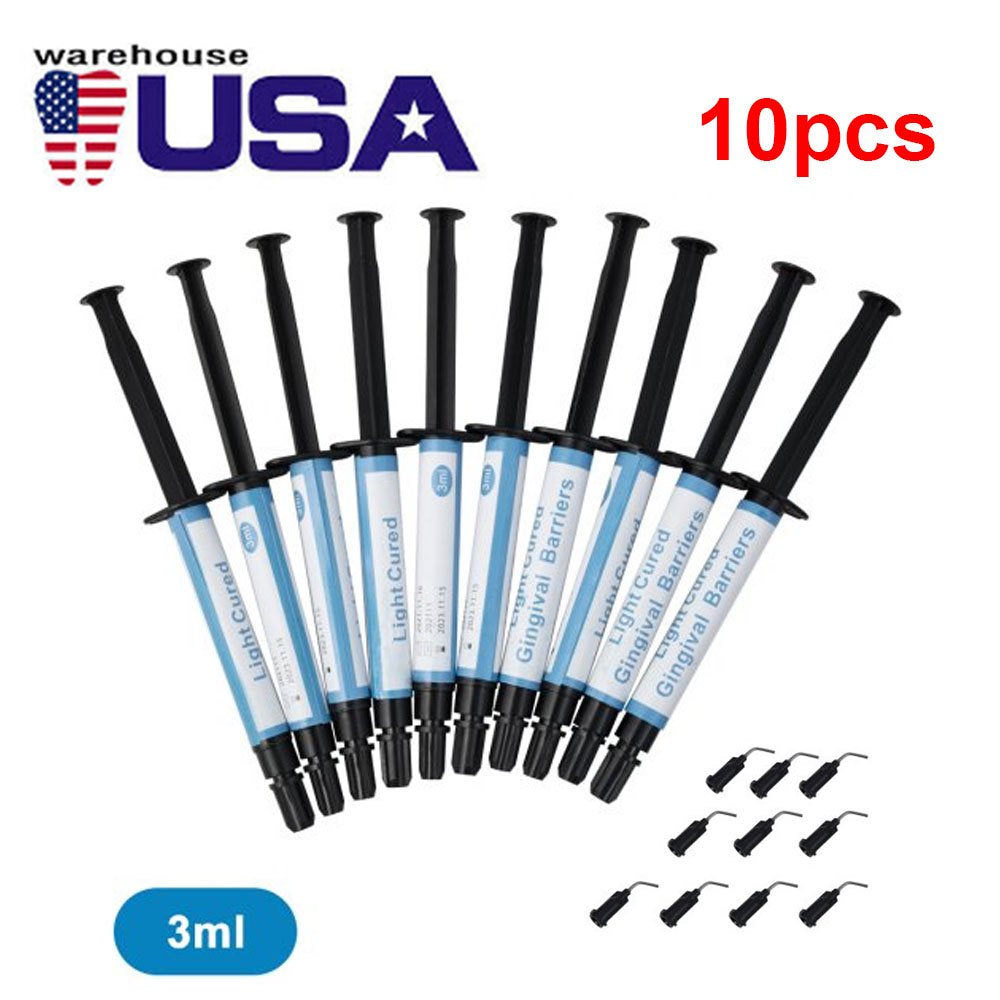 10Pcs Dental Gingival Gel Dam Barrier Gum Protector Syringe Tip Teeth Whitening