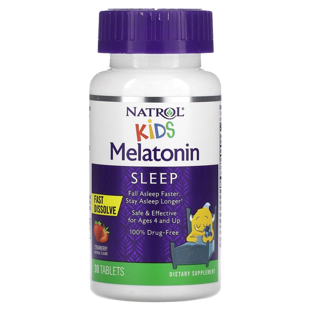 Natrol, Kids, Melatonin, Fast Dissolve, Ages 4 Up, Strawberry, 30 Tablets