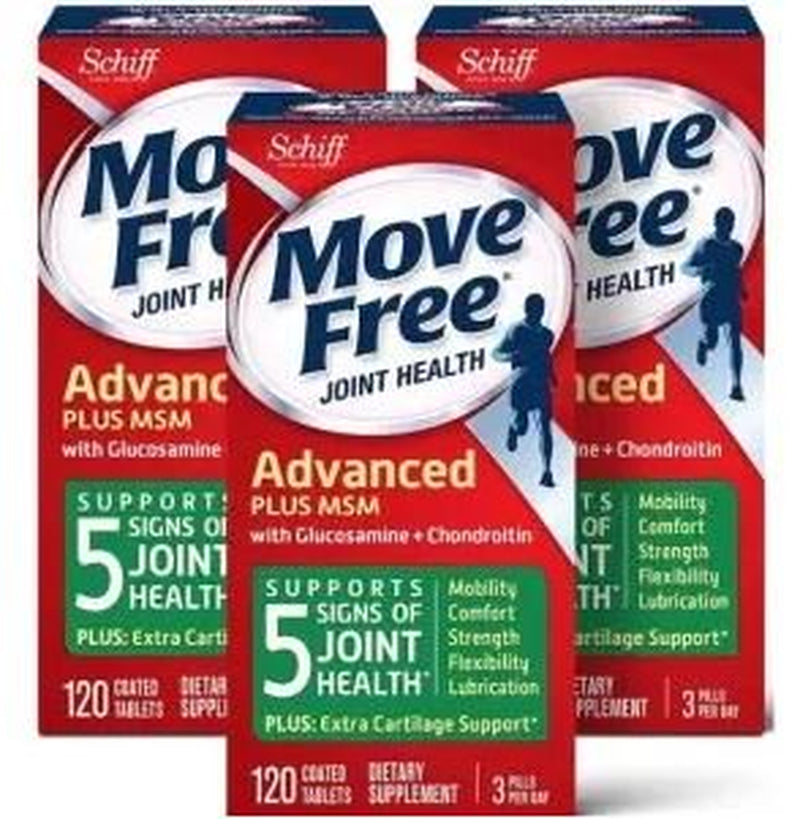 Schiff Move Free Advanced Joint Health with Glucosamine & Chondroitin Tablets, 120 Ct, 3 Pack