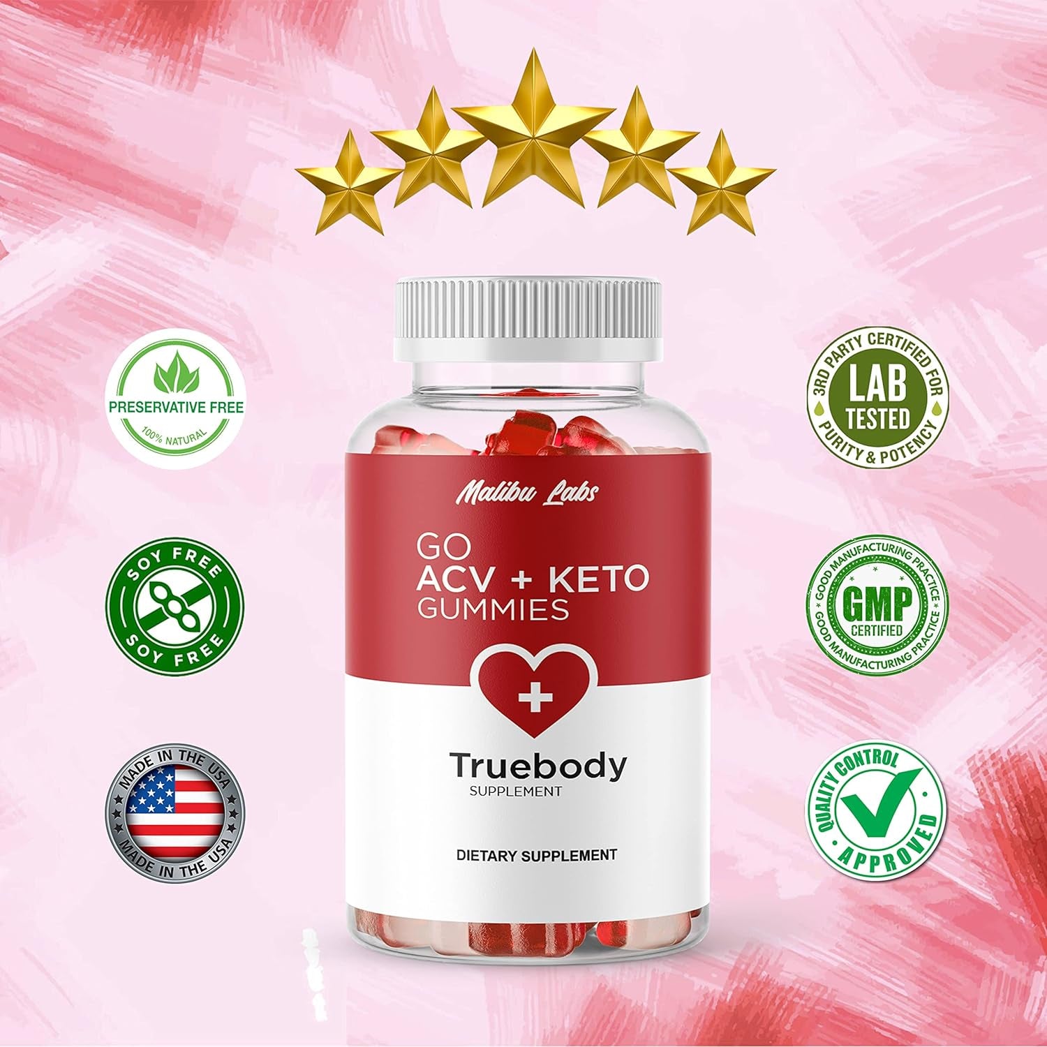 Truebody Go ACV Apple Cider Vinegar + Keto Gummies, True Body Ketosis, New Strong Time Released Formula, 1500Mg Once a Day, Ketogenic Support Supplement, Ketos Shark Gummy (3 Pack) 90 Day Supply Tank