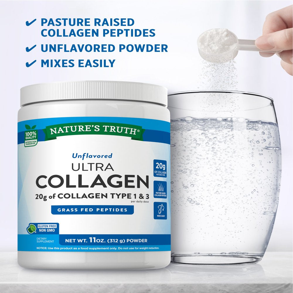 Ultra Collagen Powder | 11Oz (312G) | 20G of Collagen Type 1 & 3 | Unflavored | Non-Gmo and Gluten Free Supplement | by Nature'S Truth