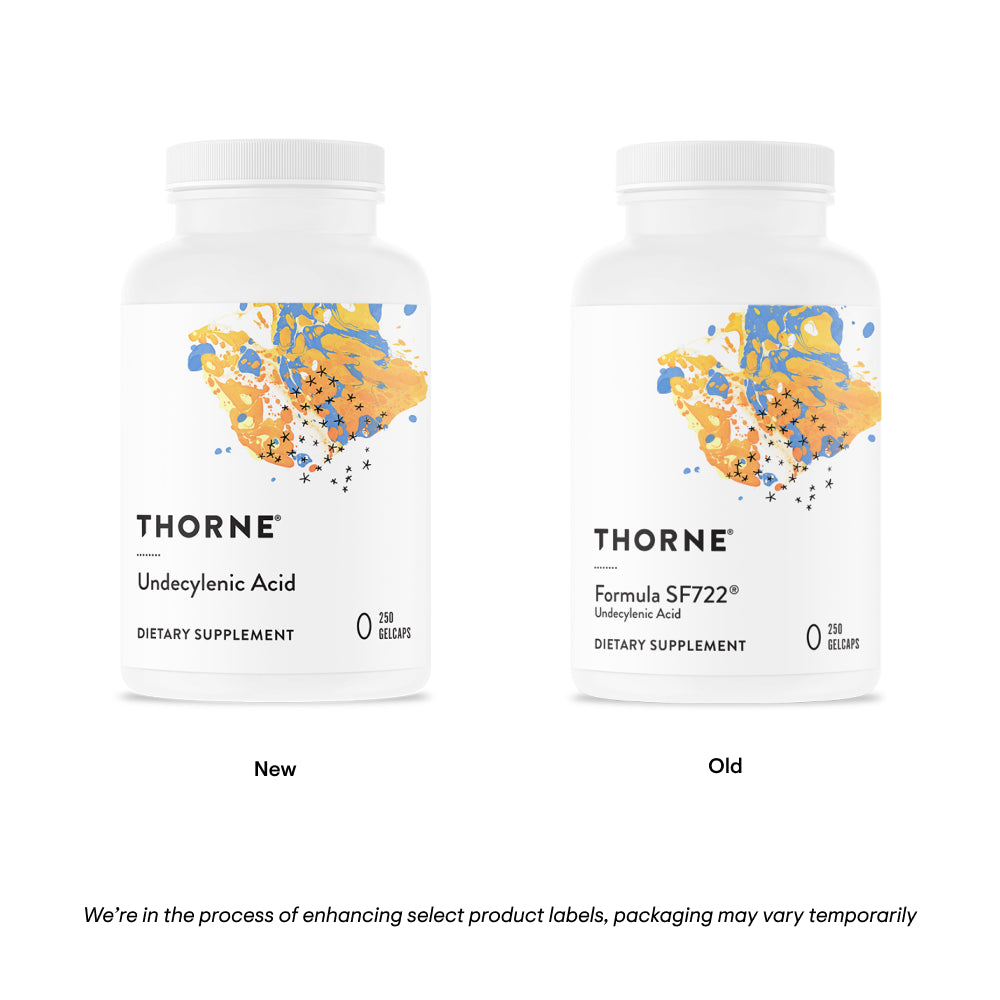 Thorne Undecylenic Acid, 250 Mg of Undecylenic Acid, Fatty Acid Support for a Healthy Balance of Gut and Vaginal Flora, Gluten Free, 250 Gelcaps, 50 Servings