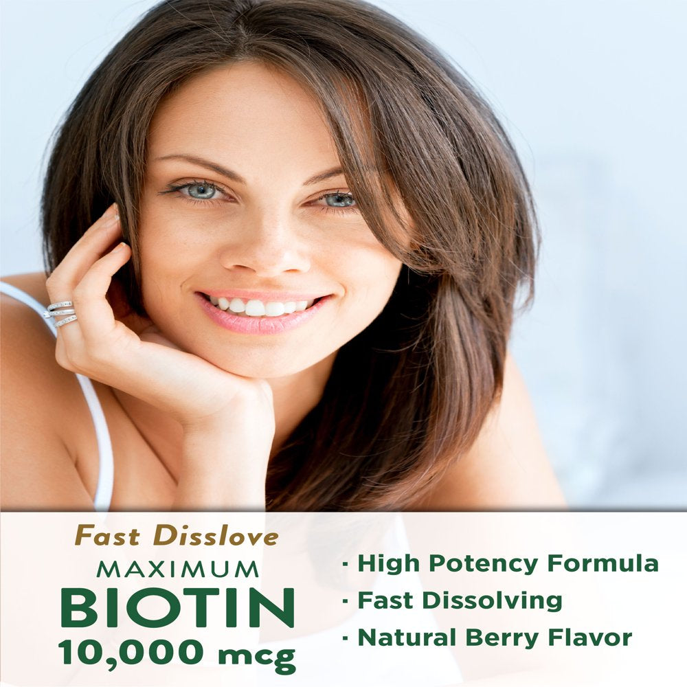 Biotin 10000Mcg | 120 Fast Dissolve Tablets | Maximum Strength | Hair Skin and Nails Supplement | Natural Berry Flavor | by Nature'S Truth