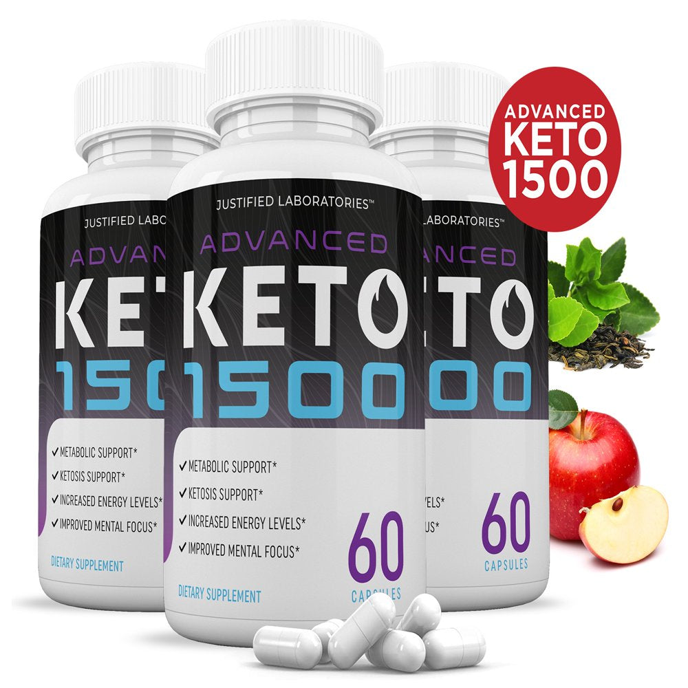 (3 Pack) Advanced Keto 1500 Pills Includes Apple Cider Vinegar Gobhb Exogenous Ketones Advanced Ketogenic Supplement Ketosis Support for Men Women 180 Capsule