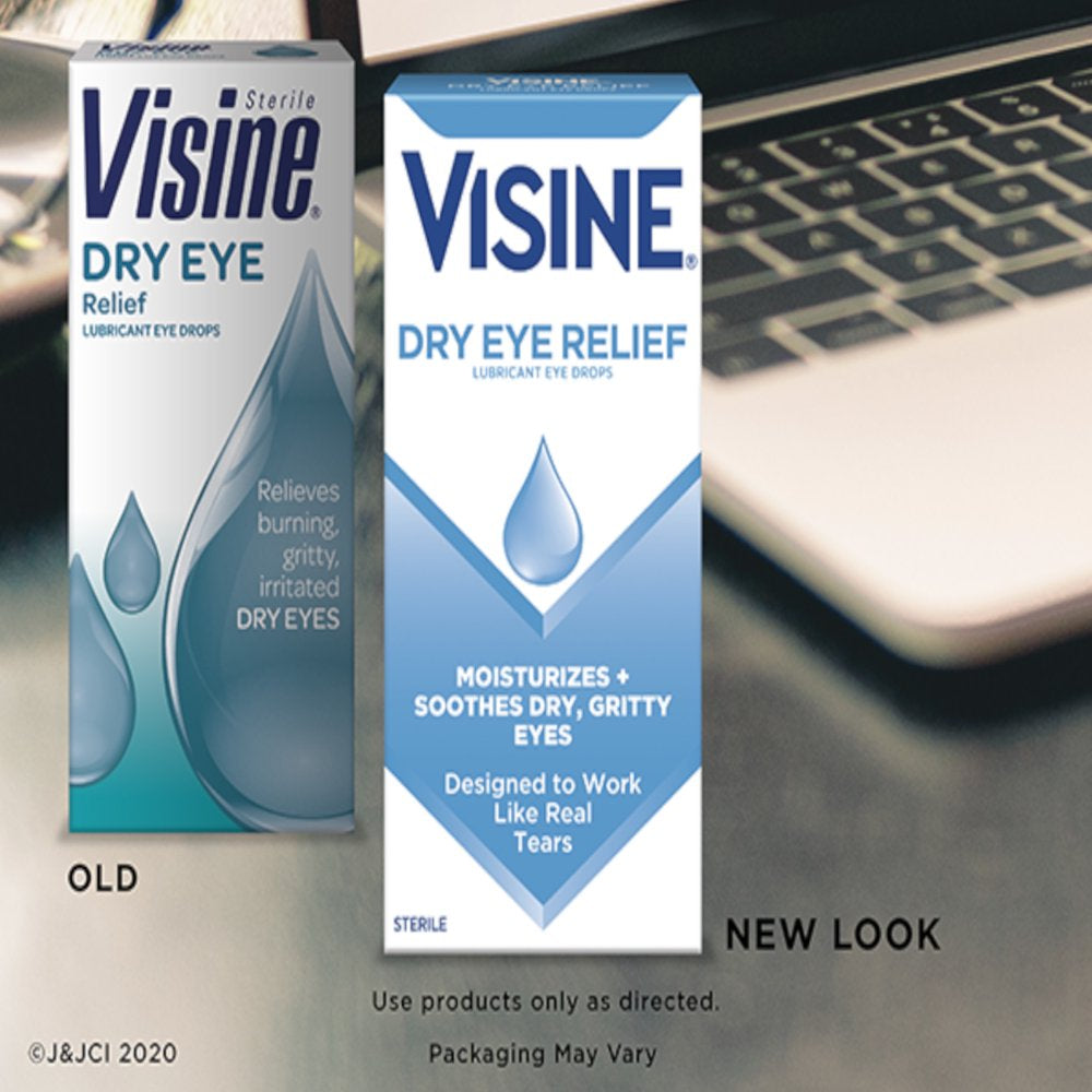 5 Pack Visine Tears Dry Eye Relief Sterile Lubricant Eye Drops 0.5 Oz Each