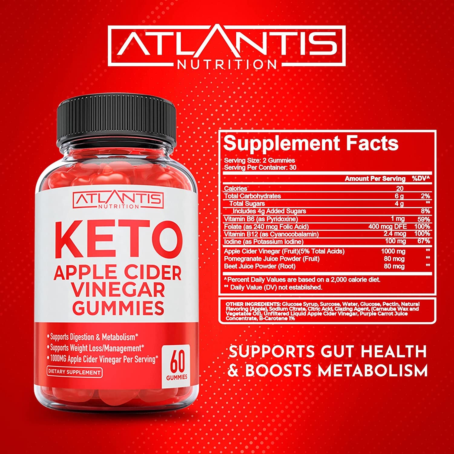 60 Keto Apple Cider Vinegar Gummies Advanced Weight Loss + 60 Ashwagandha Gummies - 1500MG Ashwagandha per Serving