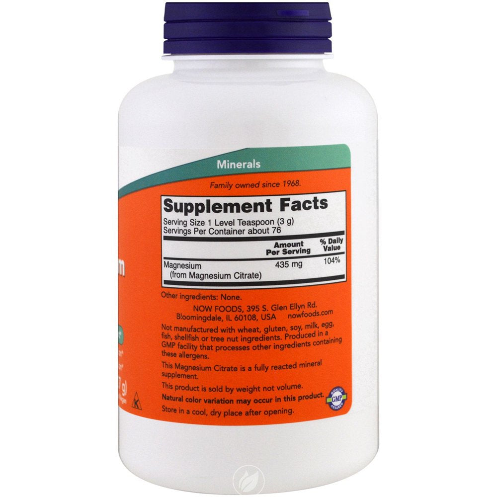 NOW Supplements Magnesium Citrate Powder 8 Oz