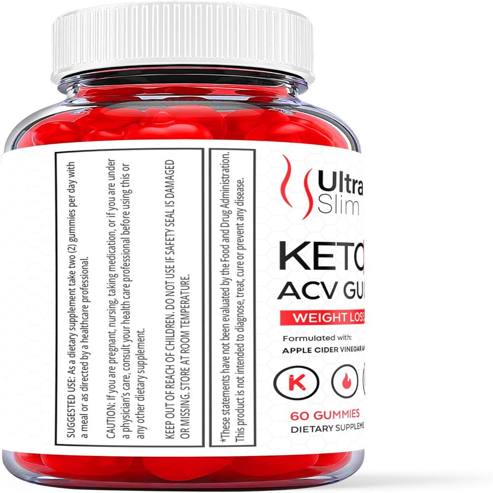 (1 Pack) Ultra Slim Keto FX Keto ACV Gummies - Apple Cider Vinegar Supplement for Weight Loss - Energy & Focus Boosting Dietary Supplements for Weight Management & Metabolism - Fat Burn - 60 Gummies