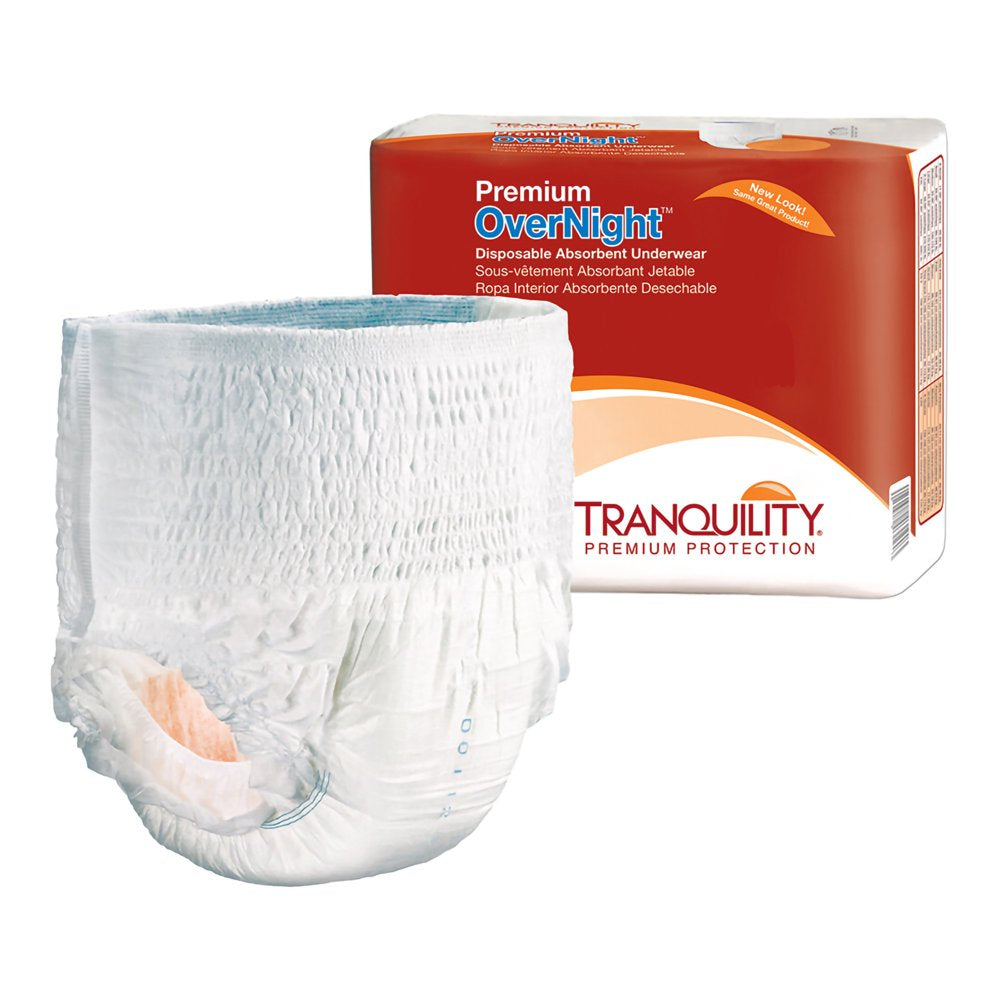 Tranquility Premium Overnight Disposable Absorbent Underwear, Large, Maximum Protection, 16 Ct Bag