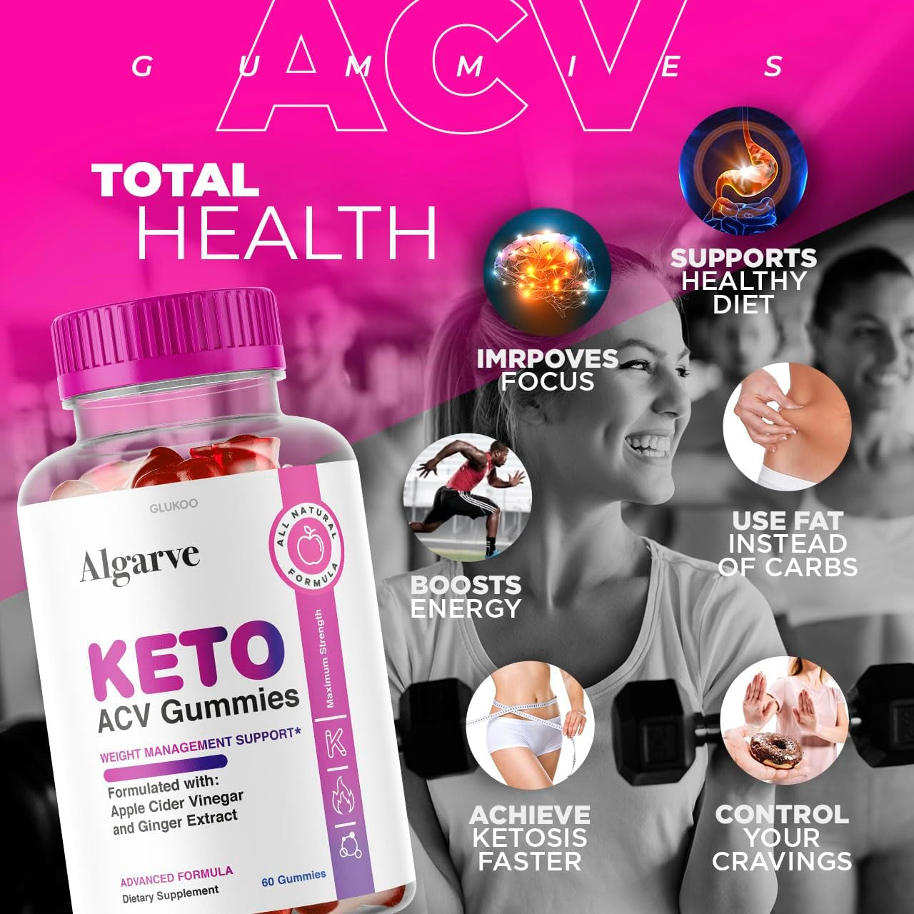 (3 Pack) Algarve Keto ACV Gummies - New Improved Algrave Gummys Bears Formula, Advanced Agave Apple Gummy S for Health, Algare plus Cider Gummie, Algarveketo Vinegar Gummies for 90 Days Supply