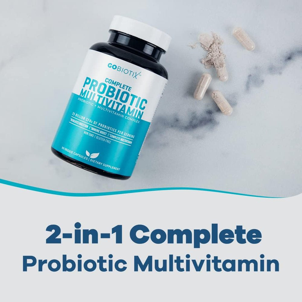 Gobiotix Probiotic Multivitamin | Daily Multivitamin with Probiotics | 25 Billion CFU | Immune Boost & Digestive Health, Flora Probiotic for Women & Men | Gluten Free ? 90 Veggie C