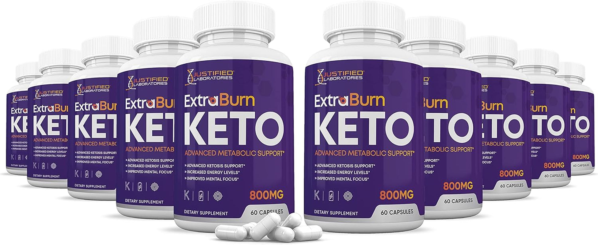 (10 Pack) Extra Burn Keto Pills 800MG Includes Patented Gobhb® Exogenous Ketones Advanced Ketosis Support for Men Women 600 Capsules