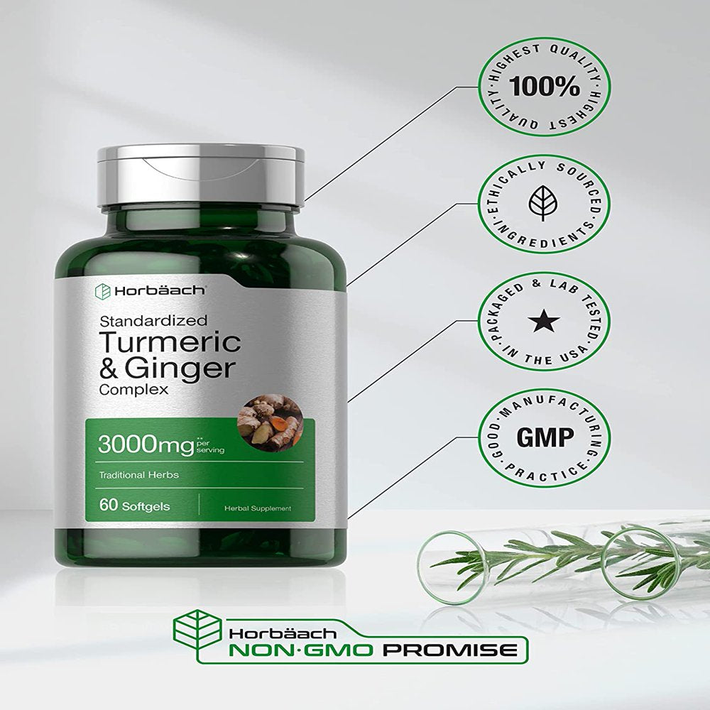 Turmeric and Ginger Complex | 3000 Mg | 60 Softgel | by Horbaach