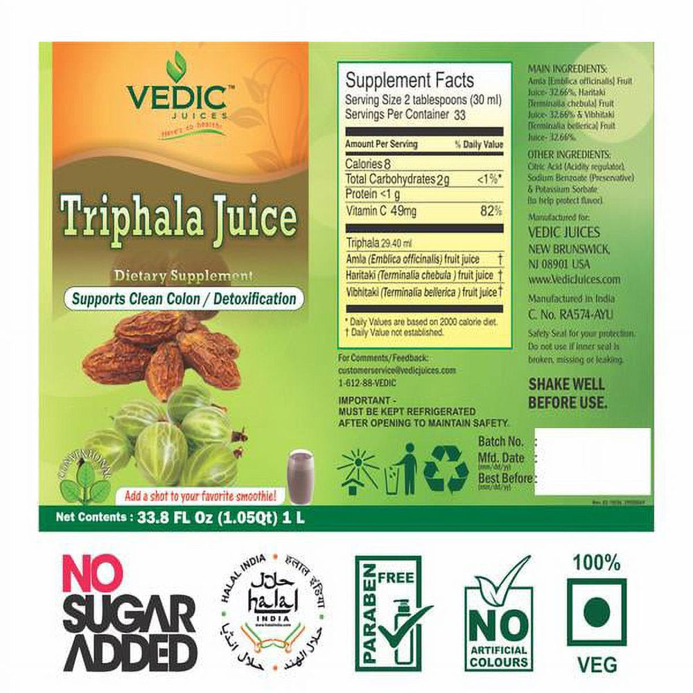 Vedic Triphalla Juice | Supports Clean Colon Detoxification 500Ml