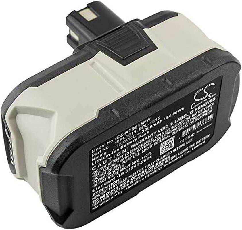 3000Mah/54.00Wh Replacement Battery for Ryobi BPL-1815, BPL18151, BPL1820, BPL-1820G CHV-180L, CHV-18WDM, CID-1802M, CID-1803L, CID-1803M, CID-182L, CID-183L, CJS-180L